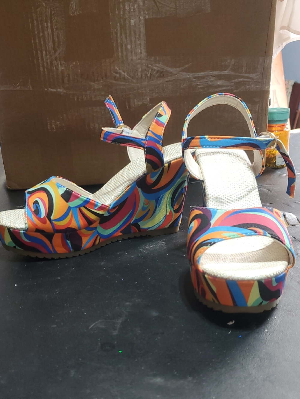 Women's Multicolor Platform Wedge Sandals - Fashion Strappy Heels Brand New.